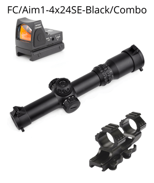 Combo Aim-O 1-4x24SE Riflescope fitzztyl co. Scope+Red dot+Dualring Mount 